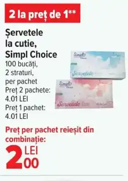 Carrefour Şervetele la cutie Simpl Choice Ofertă