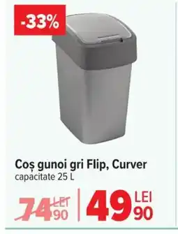 Carrefour Coş gunoi gri Flip, Curver Ofertă