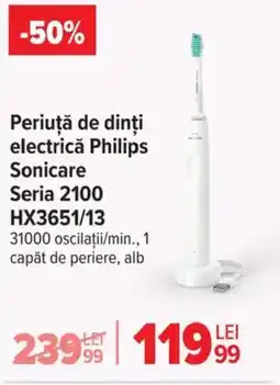 Carrefour Periuţă de dinți electrică Philips Sonicare Seria 2100 HX3651/13 Ofertă