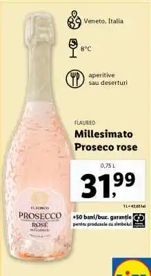 Lidl Flaureo Millesimato Prosecco rose Ofertă
