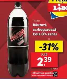 Lidl Freeway Băutură carbogazoasă Cola 0% zahăr Ofertă