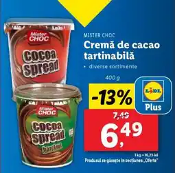 Lidl Mister Choc Crema de cacao tartinabilă Ofertă
