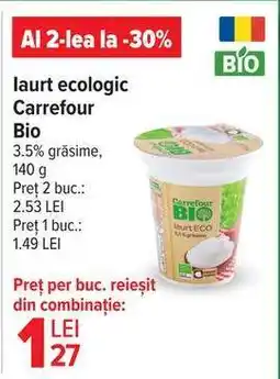 Carrefour Iaurt ecologic Carrefour Bio Ofertă