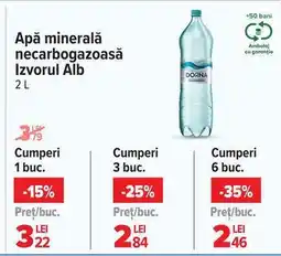 Carrefour Apă minerală necarbogazoasă Izvorul Alb 2L Ofertă