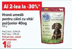 Carrefour Hrană umedă pentru câini cu vită/pui/junior 4Dog Ofertă
