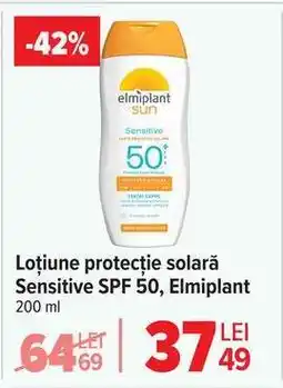 Carrefour Loțiune protecție solară Sensitive SPF 50, Elmiplant Ofertă