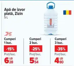 Carrefour Apă de izvor plata Zizin 5 L Ofertă