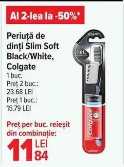 Carrefour Periuță de dinți Slim Soft Black/White, Colgate Ofertă