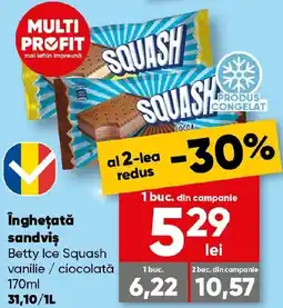 PROFI Îngheţată sandviş Betty Ice Squash vanilie / ciocolată Ofertă