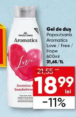 PROFI Gel de duş Papoutsanis Aromatics Love / Free/ Hope Ofertă