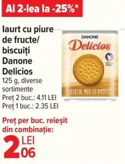 laurt cu piure de fructe/ biscuiți Danone Delicios