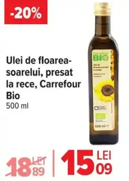 Carrefour Market Ulei de floarea- soarelui, presat la rece, Carrefour Bio Ofertă
