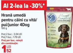 Carrefour Market Hrană umedă pentru câini cu vitǎ/ pui/junior 4Dog Ofertă