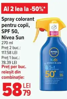 Carrefour Market Spray colorant pentru copii, SPF 50, Nivea Sun Ofertă