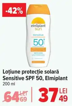 Carrefour Market Loţiune protecție solară Sensitive SPF 50, Elmiplant Ofertă