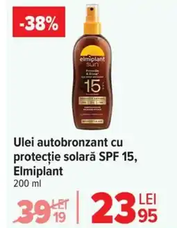 Ulei autobronzant cu protecție solară SPF 15, Elmiplant