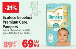 Carrefour Market Scutece bebeluși Premium Care, Pampers Ofertă