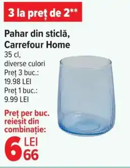 Carrefour Market Pahar din sticlă, Carrefour Home Ofertă