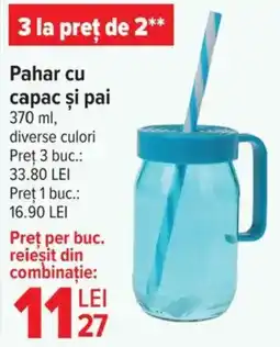 Carrefour Market Pahar cu capac şi pai Ofertă