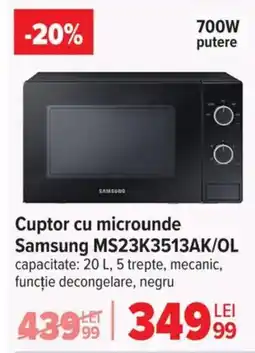 Carrefour Cuptor cu microunde Samsung MS23K3513AK/OL Ofertă