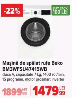 Carrefour Maşină de spălat rufe Beko BM3WFSU47415WB Ofertă