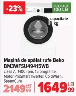 Carrefour Maşină de spălat rufe Beko BM3WFSU49415WB Ofertă