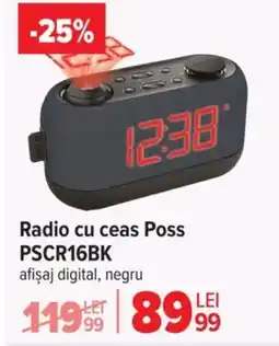 Carrefour Radio cu ceas Poss PSCR16BK Ofertă