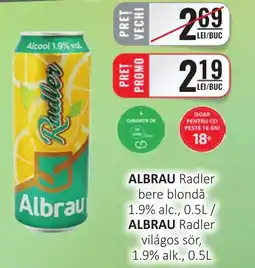 CBA ALBRAU Radler bere blondă 1.9% alc. Ofertă