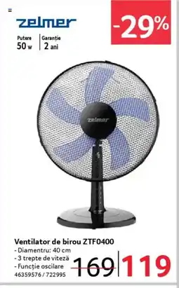 Selgros Ventilator de birou ZTF0400 Ofertă