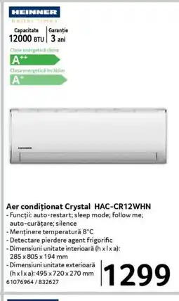 Selgros HEINNER Aer condiționat Crystal HAC-CR12WHN Ofertă