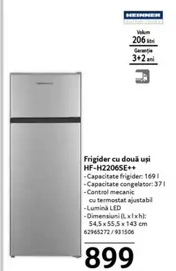 Selgros HEINNER Frigider cu două uși HF-H2206SE++ Ofertă
