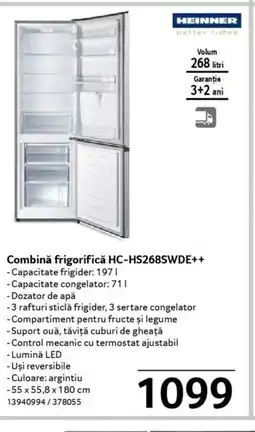 Selgros HEINNER Combină frigorifică HC-HS268SWDE++ Ofertă