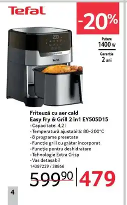 Selgros TEFAL Friteuză cu aer cald Easy Fry & Grill 2 în 1 EY505D15 Ofertă