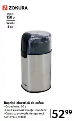 Selgros ZOKURA Râşniţă electrică de cafea Ofertă