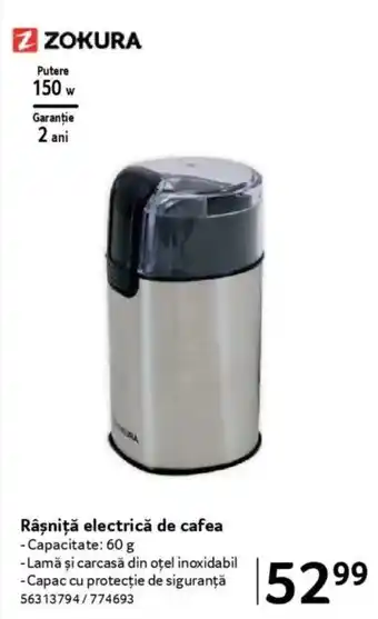 Selgros ZOKURA Râşniţă electrică de cafea Ofertă