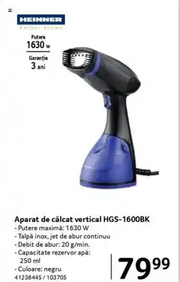 Selgros HEINNER Aparat de călcat vertical HGS-1600BK Ofertă