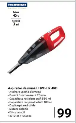 Selgros HEINNER Aspirator de mână HHVC-H7.4RD Ofertă