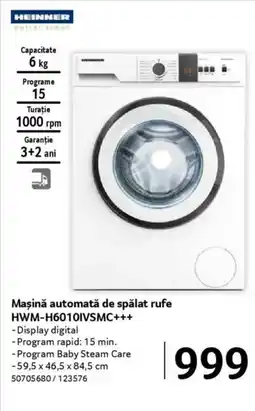 Selgros HEINNER Maşină automată de spălat rufe HWM-H6010IVSMC+++ Ofertă
