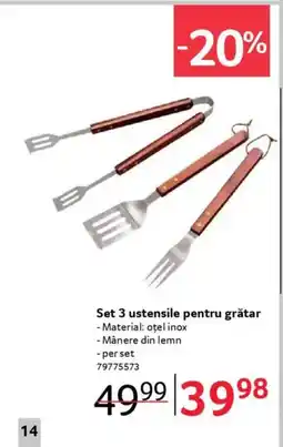 Selgros Set 3 ustensile pentru grătar Ofertă