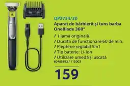 Selgros PHILIPS Aparat de bărbierit şi tuns barba OneBlade 360° Ofertă