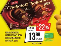 Mega Image Poiana chokotoff caramele învelite în ciocolată amăruie/ ciocolată Ofertă