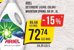 Mega Image Ariel detergent lichid, color/ mountain spring, 60 sp. Ofertă