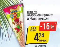 Mega Image Jungle pop înghețată vanilie şi fructe de pădure, cornet Ofertă