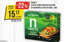 Mega Image Nairn's felii de pâine crocantă din ovăz, cu rozmarin şi sare de mare Ofertă
