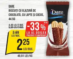 Mega Image Dare biscuiți cu glazură de ciocolată, cu lapte și cocos Ofertă