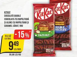 Mega Image Kitkat ciocolată double chocolate/cu napolitană şi alune/cu napolitană şi caramel sărat Ofertă