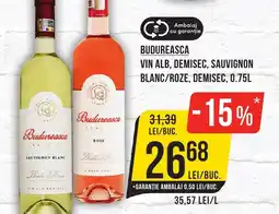Mega Image Budureasca vin alb, demisec, sauvignon blanc/roze, demisec Ofertă