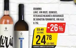 Mega Image Gramma liric, vin roze, demisec, fetească neagră & busuioacă de bohotin/dramatic, vin alb Ofertă