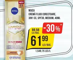 Mega Image Nivea cremă fluid corectoare, 3in1 cc, spf30, medium Ofertă