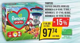 Mega Image PAMPERS Scutece chilotel bebeluși Ofertă